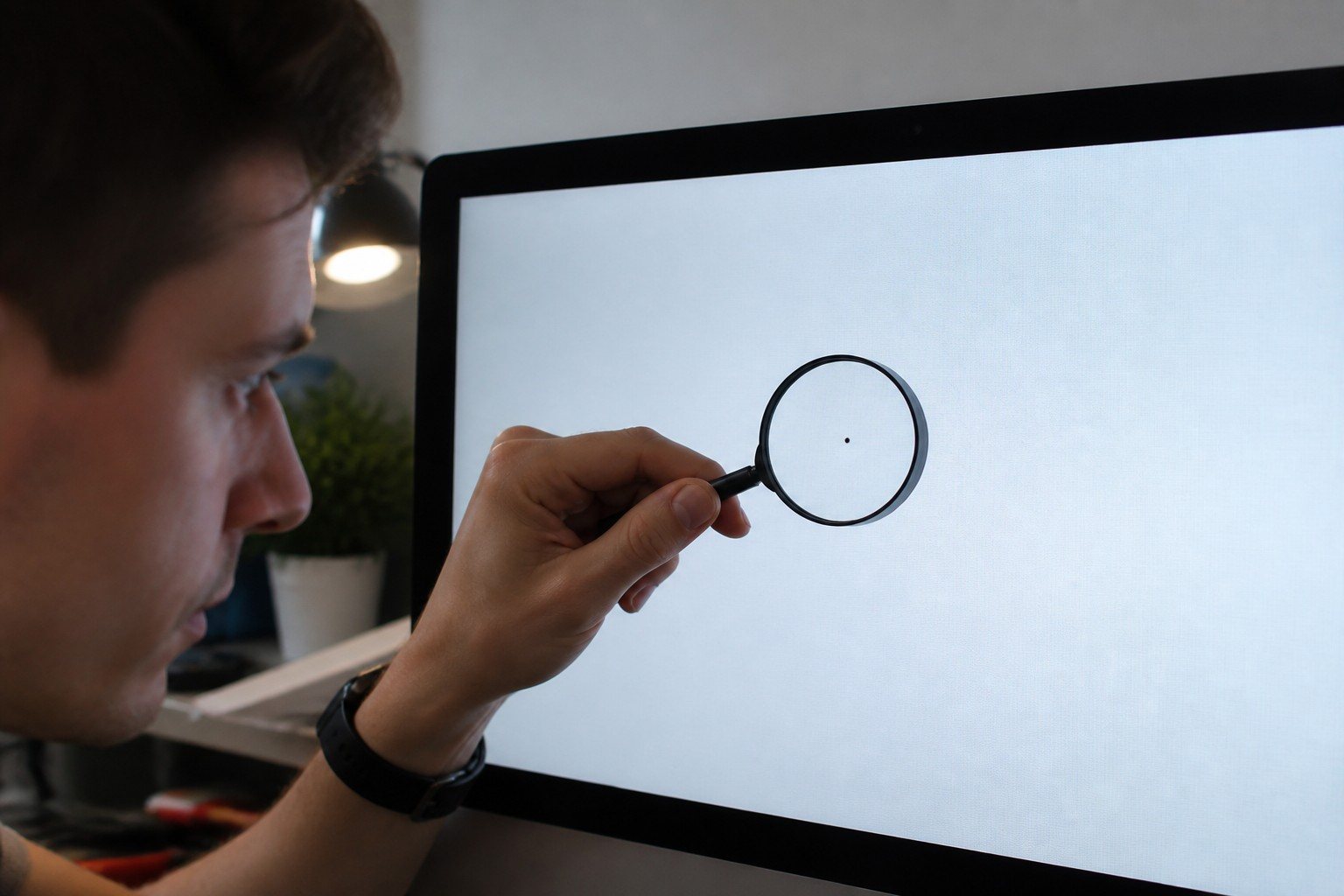 Monitor sometido a una prueba de colores para localizar píxeles defectuosos